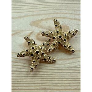 Vintage Signed SAL Swarovski Crystal Starfish Clip-on Earrings